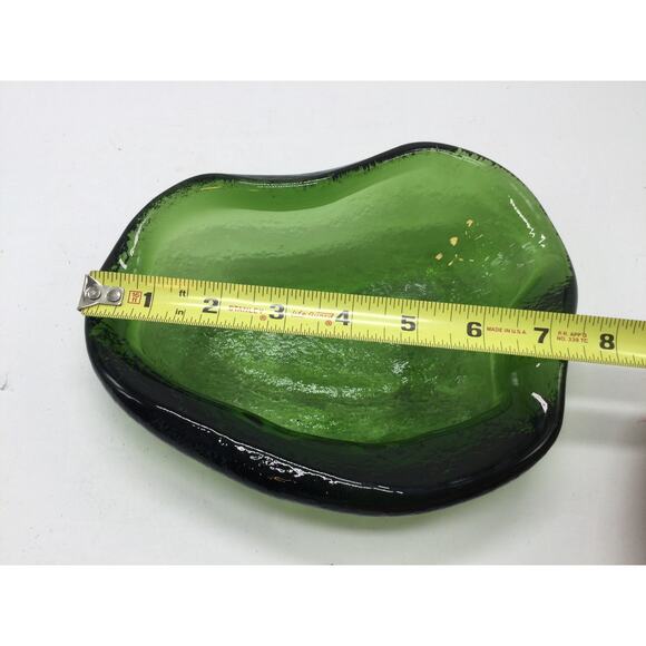 MCM Blenko Style Green Kidney Dish or Ashtray - Picture 4 of 6